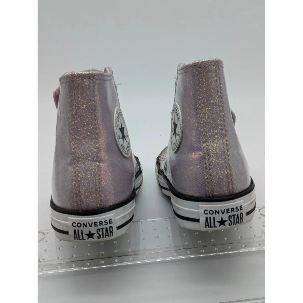 Converse Chuck Taylor Hi Top Girls Size 2 Pink Glitter Iridescent Sneakers